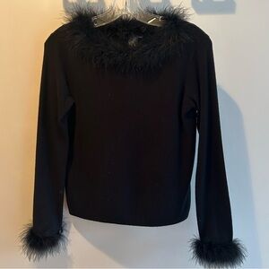 Worthington Black Sweater with Faux Fur
